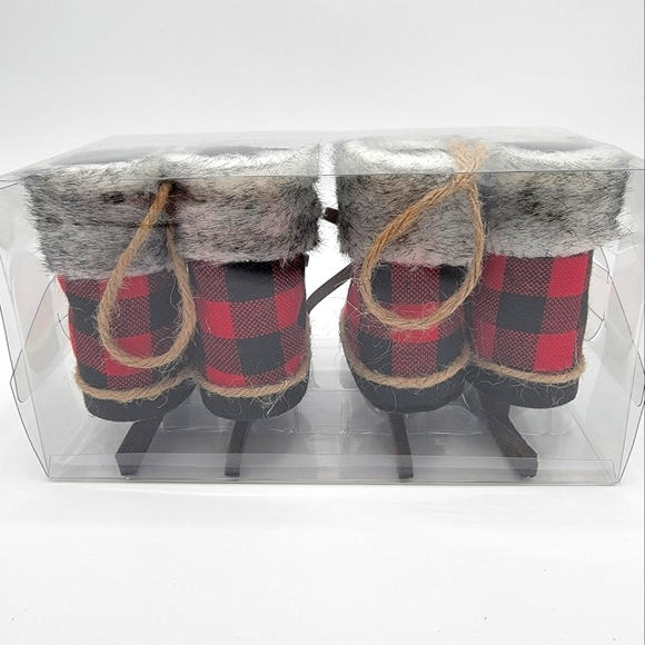 New Red Buffalo Check Ice Skate Ornaments Tree Decoration  - Picture 3 of 3